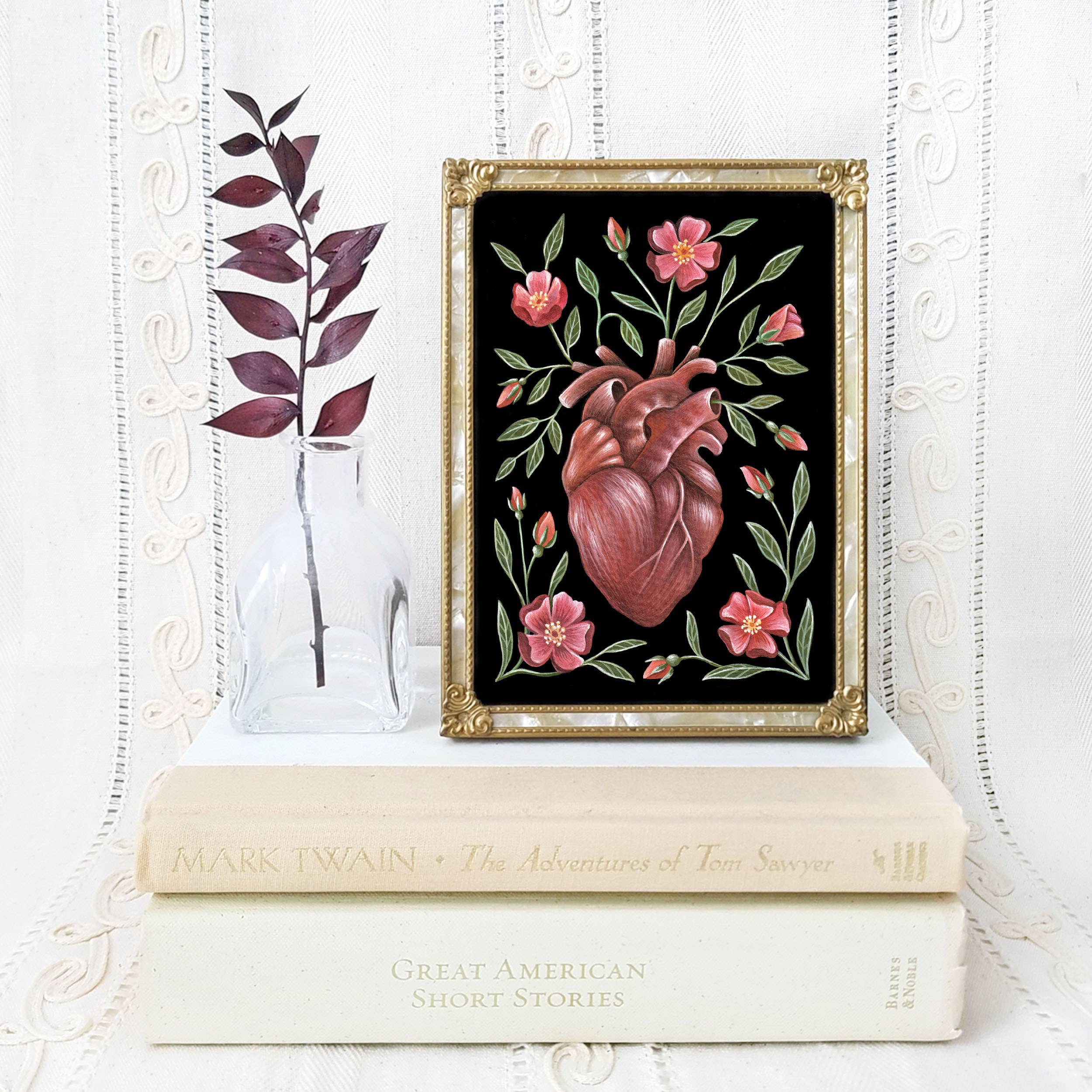Heart Art Print Folk Decor: 5x7